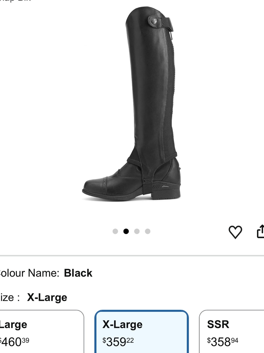 Ariat Tan and Black Leather Short Chap